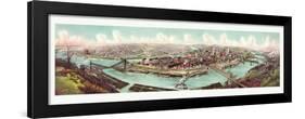 Bird's Eye View of the Skyline of Pittsburg at the Confluence of the Allegheny and Monongahela Rive-null-Framed Giclee Print