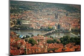Bird's-Eye View on the Prague ,Charles Bridge on the Vitava River with Instagram Effect Filter-scorpp-Mounted Photographic Print