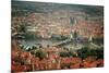 Bird's-Eye View on the Prague ,Charles Bridge on the Vitava River with Instagram Effect Filter-scorpp-Mounted Photographic Print