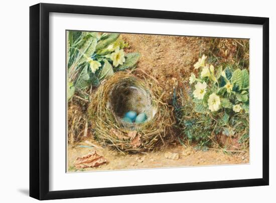 Bird's Nest with Three Blue Eggs and Primroses-William Henry Hunt-Framed Giclee Print