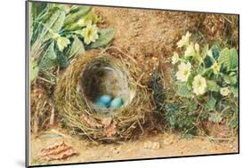 Bird's Nest with Three Blue Eggs and Primroses-William Henry Hunt-Mounted Giclee Print