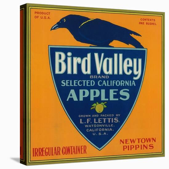 Bird Valley Apple Crate Label - Watsonville, CA-Lantern Press-Stretched Canvas