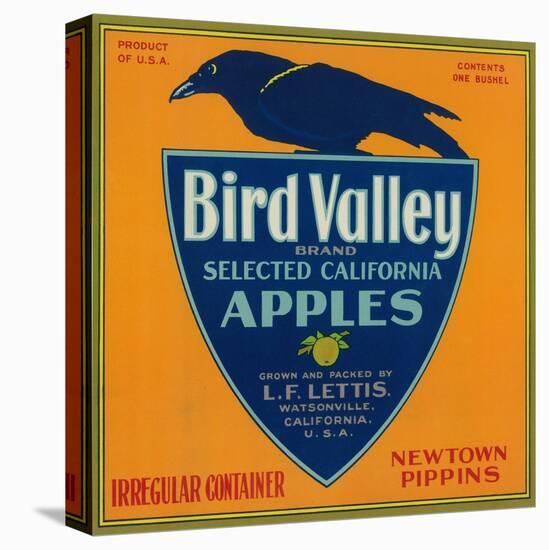 Bird Valley Apple Crate Label - Watsonville, CA-Lantern Press-Stretched Canvas