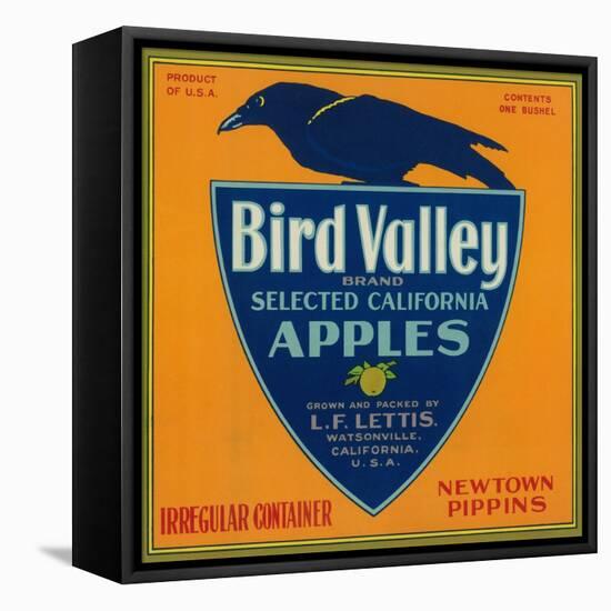 Bird Valley Apple Crate Label - Watsonville, CA-Lantern Press-Framed Stretched Canvas