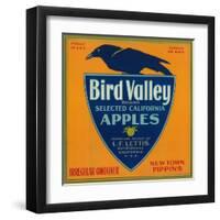 Bird Valley Apple Crate Label - Watsonville, CA-Lantern Press-Framed Art Print