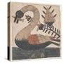 Bird with Fish, Fraktur Painting, C.1810-null-Stretched Canvas