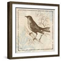 Bird Woodcut II-Elizabeth Medley-Framed Art Print