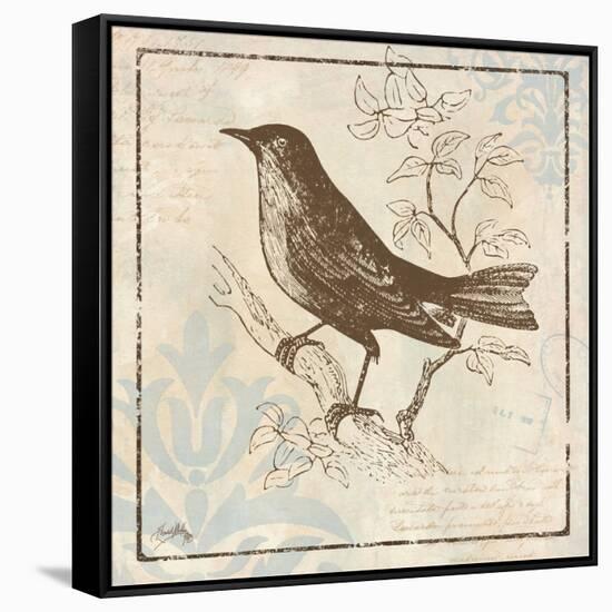 Bird Woodcut II-Elizabeth Medley-Framed Stretched Canvas