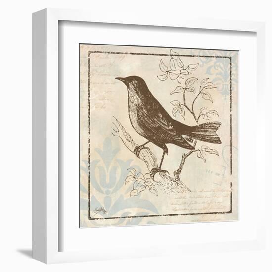 Bird Woodcut II-Elizabeth Medley-Framed Art Print