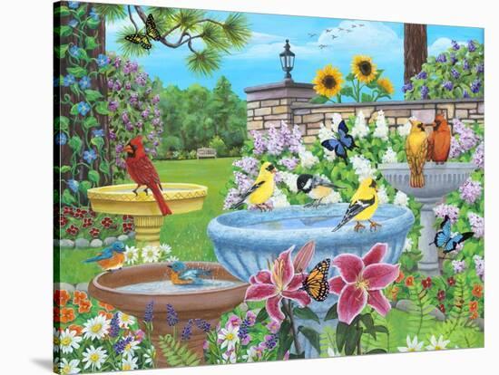 Birdbath Garden-Kathy Kehoe Bambeck-Stretched Canvas