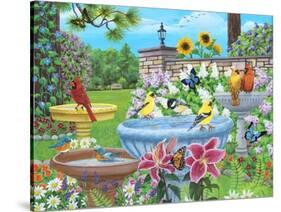 Birdbath Garden-Kathy Kehoe Bambeck-Stretched Canvas