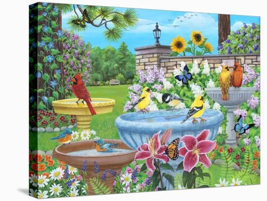 Birdbath Garden-Kathy Kehoe Bambeck-Stretched Canvas