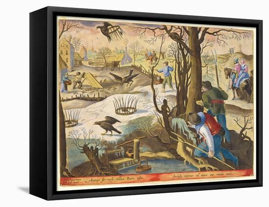 Birdcatchers Using Traps Baited with Rats to Capture Hawks-Jan van der Straet-Framed Stretched Canvas