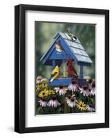 Birdhouse, Birds, Coneflower-William Vanderdasson-Framed Premium Giclee Print