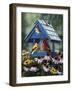 Birdhouse, Birds, Coneflower-William Vanderdasson-Framed Premium Giclee Print