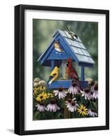 Birdhouse, Birds, Coneflower-William Vanderdasson-Framed Giclee Print