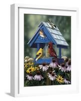 Birdhouse, Birds, Coneflower-William Vanderdasson-Framed Giclee Print