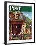 "Birdhouse Builder," Saturday Evening Post Cover, May 8, 1948-John Falter-Framed Giclee Print