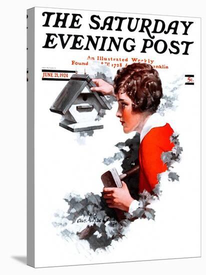 "Birdhouse," Saturday Evening Post Cover, June 21, 1924-Charles A. MacLellan-Stretched Canvas