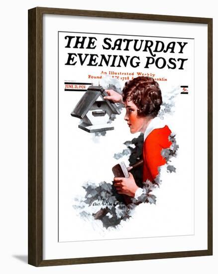 "Birdhouse," Saturday Evening Post Cover, June 21, 1924-Charles A. MacLellan-Framed Giclee Print