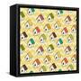 Birdhouses Pattern-TashaNatasha-Framed Stretched Canvas