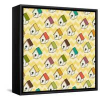 Birdhouses Pattern-TashaNatasha-Framed Stretched Canvas