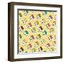 Birdhouses Pattern-TashaNatasha-Framed Art Print