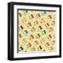 Birdhouses Pattern-TashaNatasha-Framed Art Print