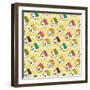 Birdhouses Pattern-TashaNatasha-Framed Art Print