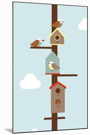 Birdhouses-Dicky Bird-Mounted Giclee Print