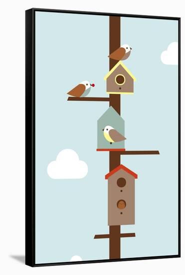 Birdhouses-Dicky Bird-Framed Stretched Canvas