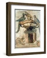 Birds and an Ambushing Cat, from Pompeii, 1st Century Ad-null-Framed Giclee Print