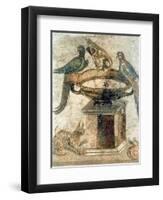 Birds and an Ambushing Cat, from Pompeii, 1st Century Ad-null-Framed Giclee Print