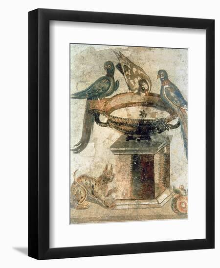 Birds and an Ambushing Cat, from Pompeii, 1st Century Ad-null-Framed Giclee Print