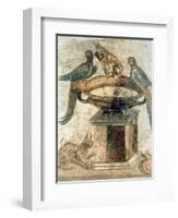 Birds and an Ambushing Cat, from Pompeii, 1st Century Ad-null-Framed Giclee Print