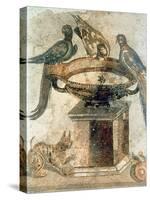 Birds and an Ambushing Cat, from Pompeii, 1st Century Ad-null-Stretched Canvas