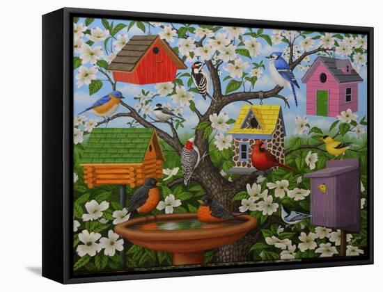Birds and Birdhouses-Robert Wavra-Framed Stretched Canvas