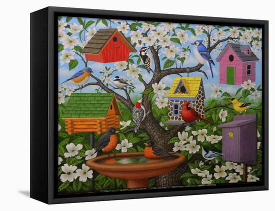 Birds and Birdhouses-Robert Wavra-Framed Stretched Canvas