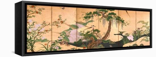 Birds and Flowers of Spring and Summer, Second Half of the 17th C-Kano Eino-Framed Stretched Canvas