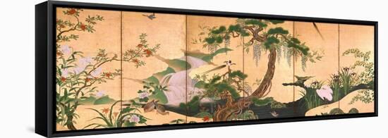 Birds and Flowers of Spring and Summer, Second Half of the 17th C-Kano Eino-Framed Stretched Canvas