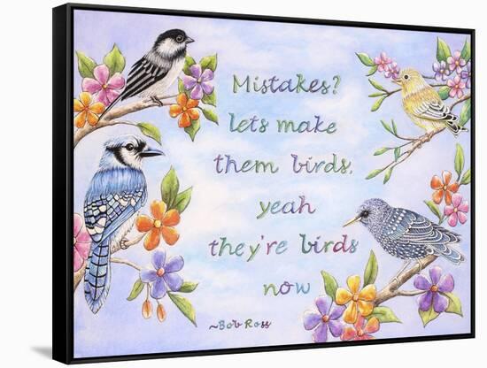 Birds and Flowers Quote-Michelle Faber-Framed Stretched Canvas