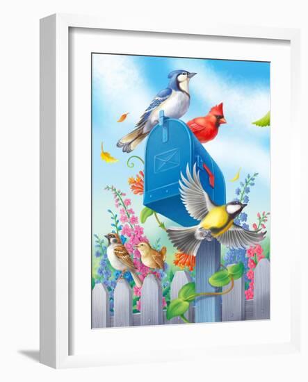 Birds and Mailbox-Olga Kovaleva-Framed Giclee Print