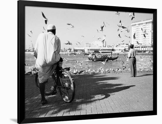 Birds and Watcher, Dubai Creek, Dubai-Walter Bibikow-Framed Photographic Print