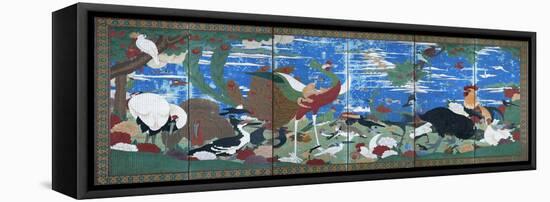 Birds, Animals, and Flowering Plants in Imaginary Scene 2-Jakuchu Ito-Framed Stretched Canvas