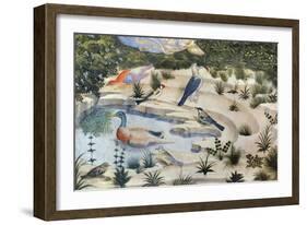 Birds Around a Pond, Detail from the Journey of the Magi Cycle in the Chapel, circa 1460-Benozzo di Lese di Sandro Gozzoli-Framed Giclee Print