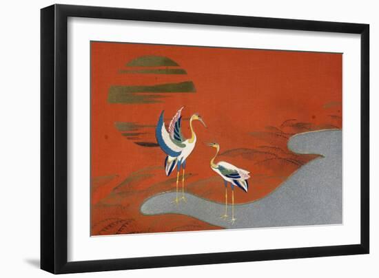 Birds at Sunset on Lake-null-Framed Giclee Print