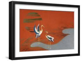 Birds at Sunset on Lake-null-Framed Giclee Print