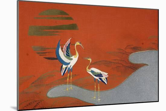 Birds at Sunset on Lake-null-Mounted Giclee Print