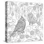 Birds Coloring Page. Animals. Hand Drawn Doodle. Ethnic Patterned Illustration. African, Indian, To-Palomita-Stretched Canvas