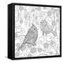 Birds Coloring Page. Animals. Hand Drawn Doodle. Ethnic Patterned Illustration. African, Indian, To-Palomita-Framed Stretched Canvas